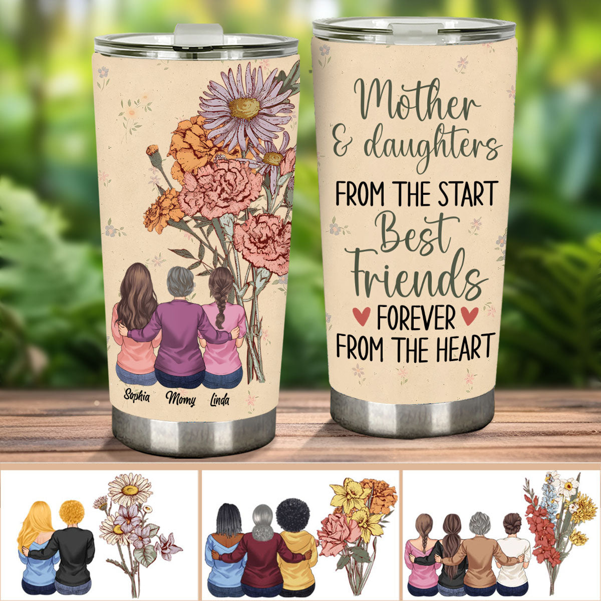 Fleurs de naissance pour la mère et les enfants - Gobelet personnalisé pour la maman