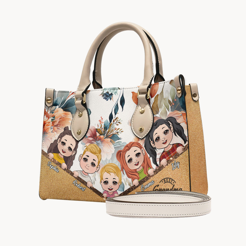 Meilleure grand-mère du monde (tous titres) - Sac à main en cuir personnalisé pour grand-mère