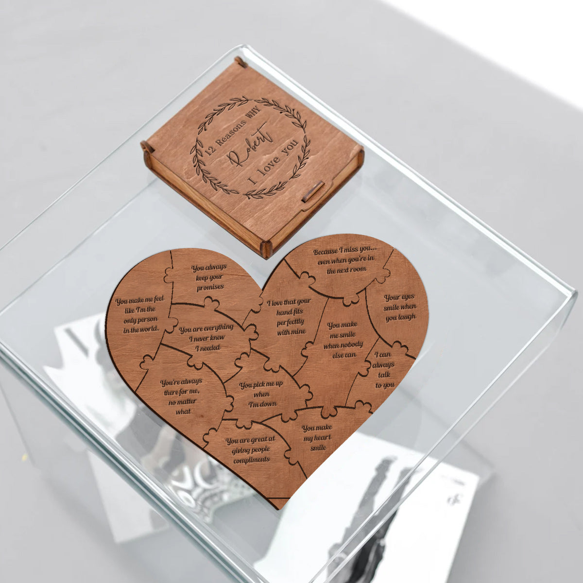 Raisons pour lesquelles je t'aime - Puzzle en forme de cœur personnalisé pour les couples