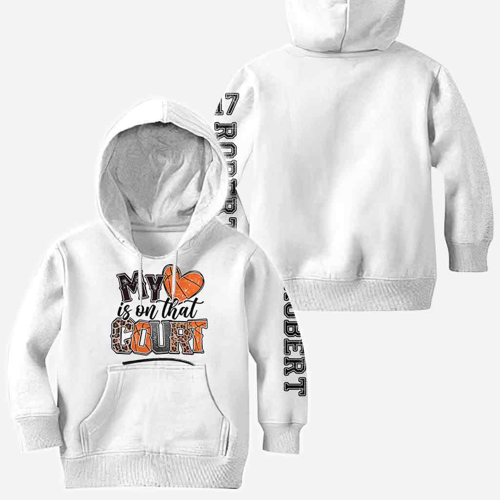 My Heart Is On That Court Basketball Mom - Personalized Basketball All Over Shirt