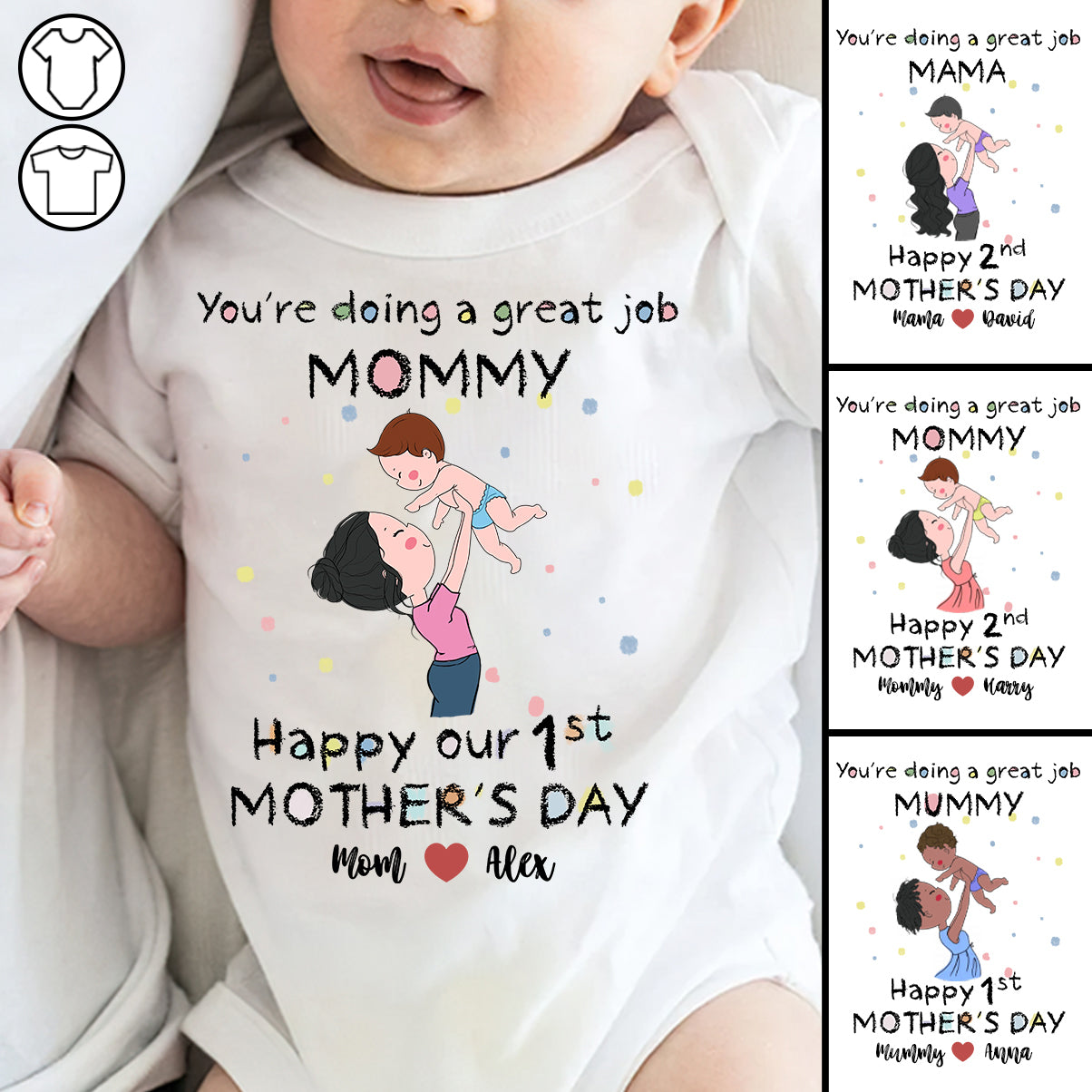 Tu es une super maman ! Bonne fête des mères ! - T-shirt et body personnalisés pour maman et bébé