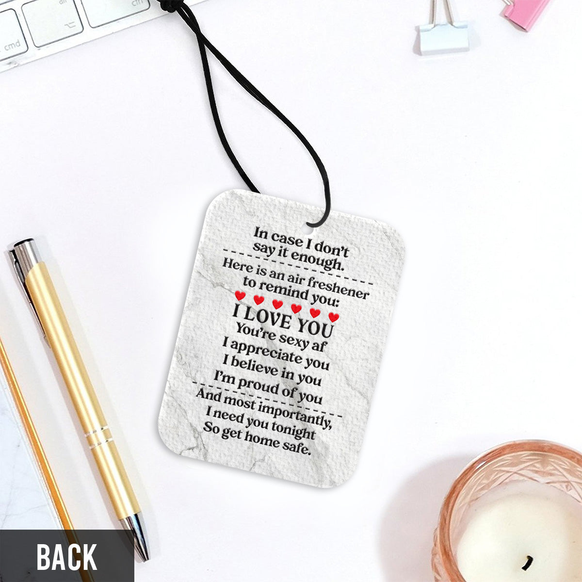 J'ai besoin de toi ce soir, alors rentre bien - Désodorisant rectangulaire personnalisé pour couple