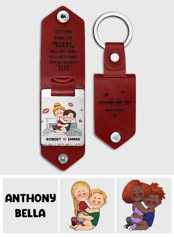 Je t'aime - Porte-clés photo personnalisé en cuir pour couple « Je t'aime »