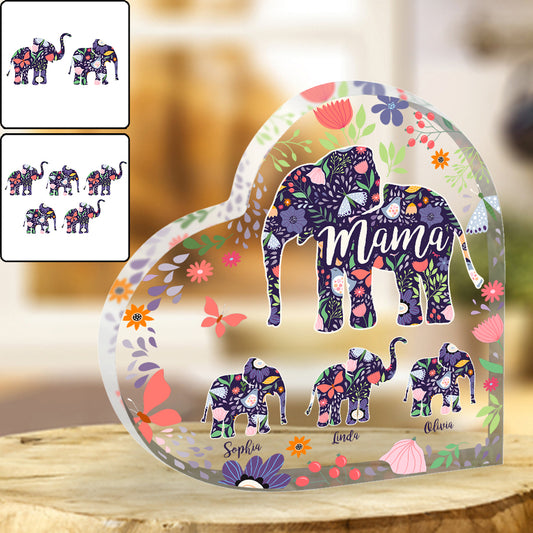 Elephant Mom - Personalized Mother Custom Shaped Acrylic Plaque