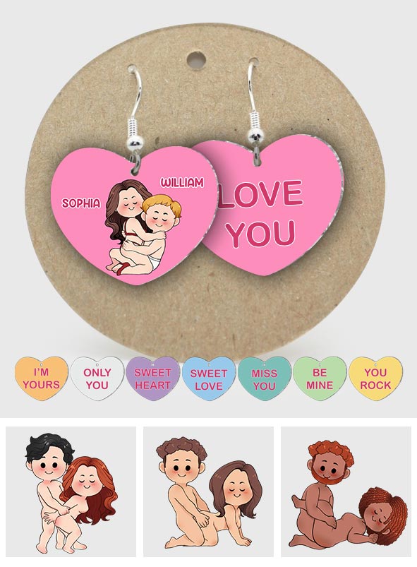 Conversation Hearts Candy Hearts - Personalized Couple Earrings