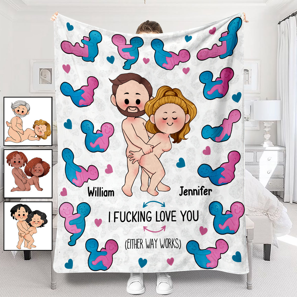 Couverture personnalisée pour couple « Je t'aime » humoristique