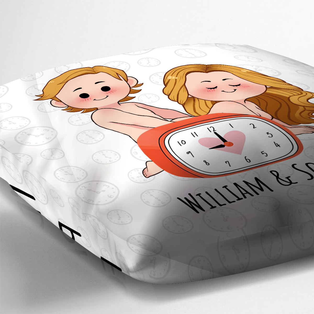 Horloge « Je resterais éveillé après 21h pour toi » - Coussin décoratif personnalisé pour couple