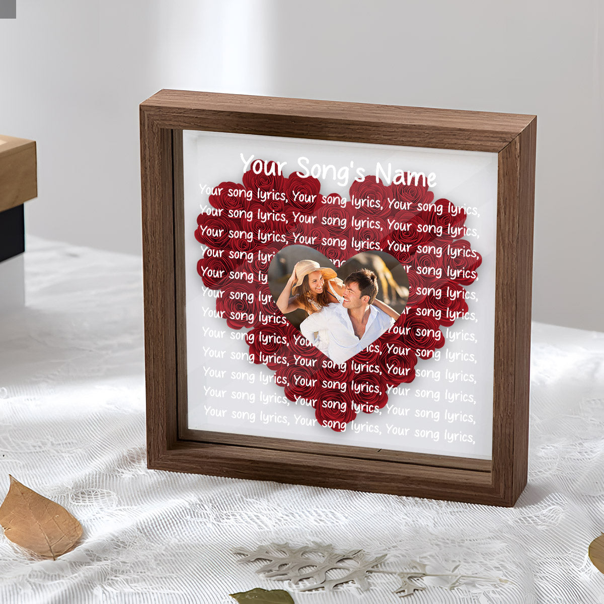 Paroles de chanson et photo personnalisées - Boîte à fleurs personnalisée pour couple