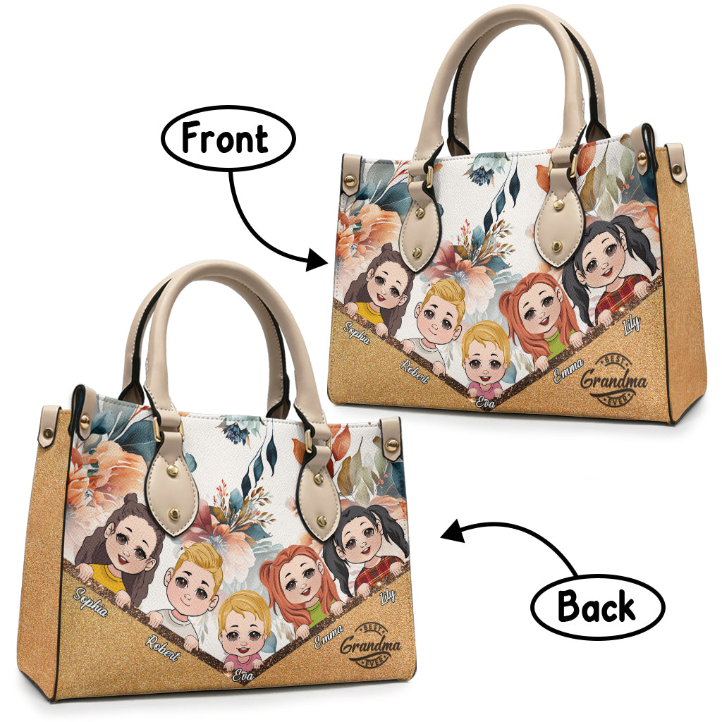 Meilleure grand-mère du monde (tous titres) - Sac à main en cuir personnalisé pour grand-mère