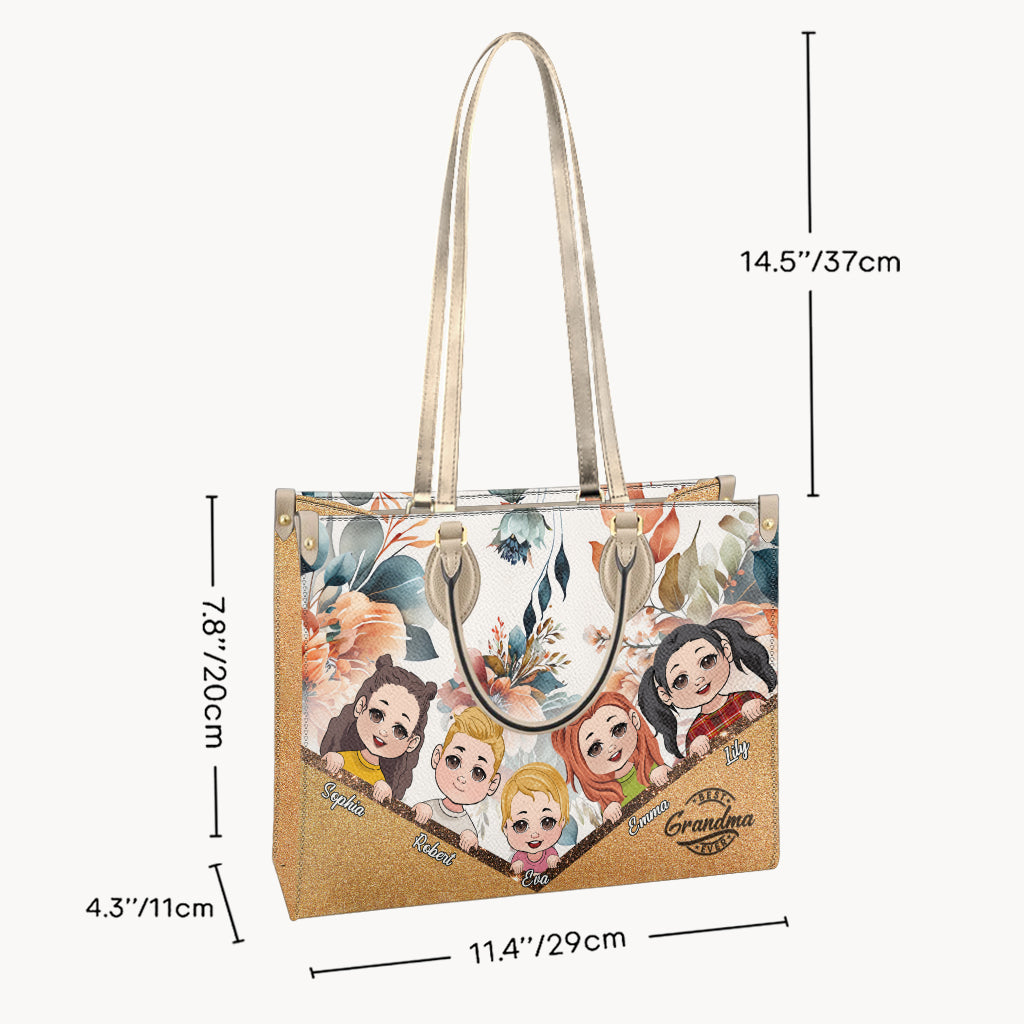 Meilleure grand-mère du monde (tous titres) - Sac à main en cuir personnalisé pour grand-mère