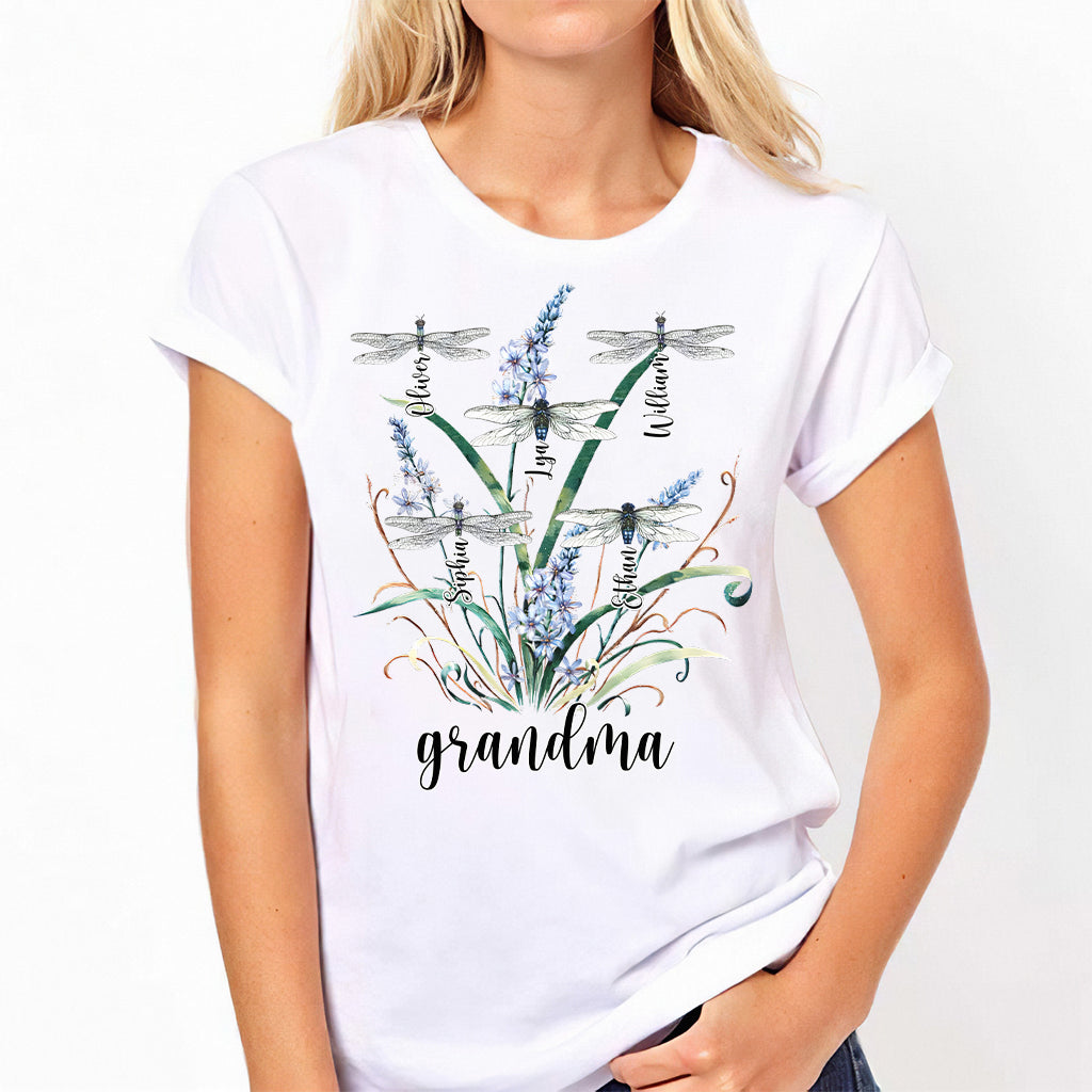 Grandma Mother Dragonfly - Personalized Grandma T-shirt And Hoodie