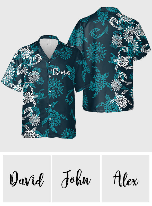 Beautiful Tribal Turtle - Personalized Turtle Hawaiian Shirt
