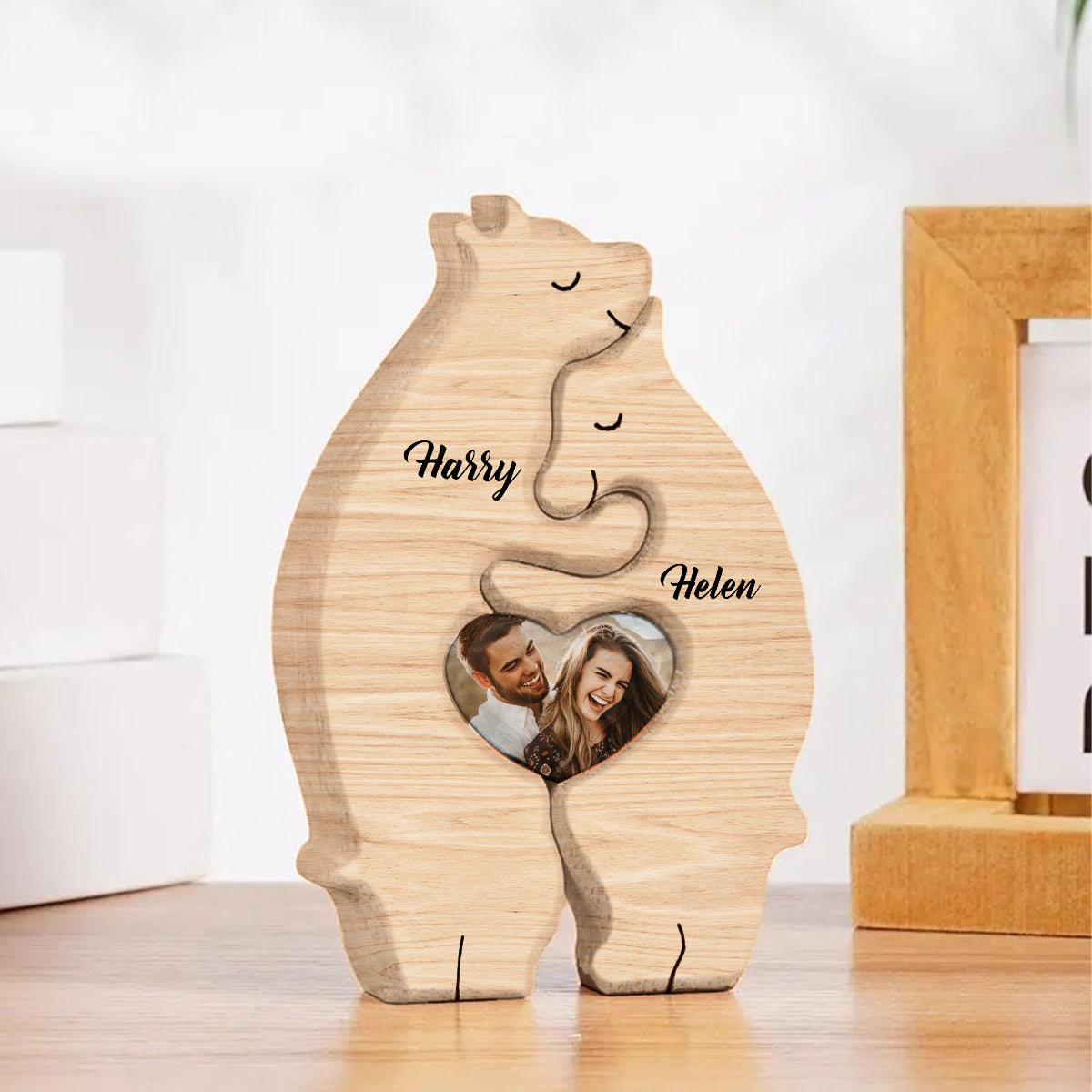 Couple d'ours - Puzzle en bois personnalisé pour couple