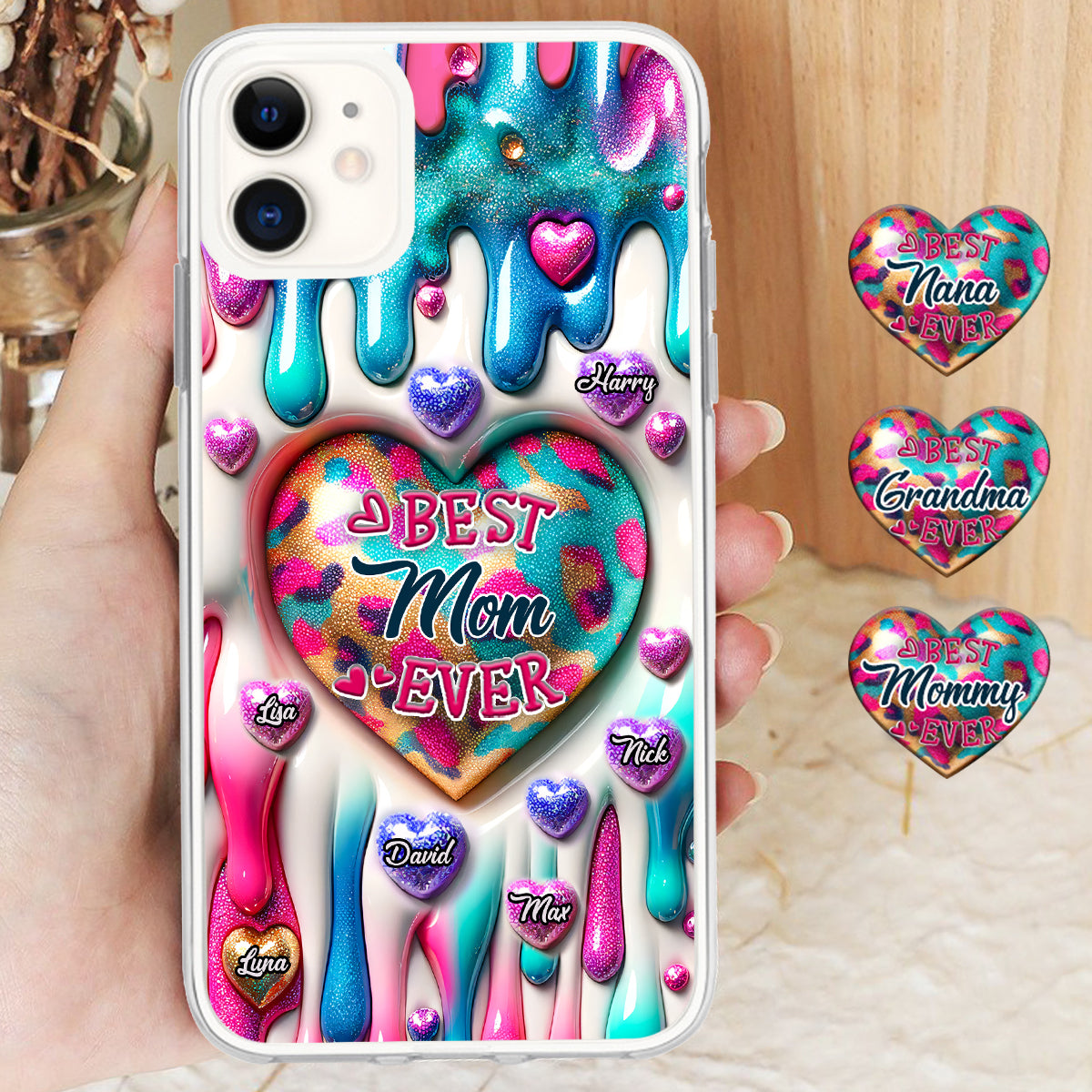 Meilleure maman/grand-mère du monde - Coque de téléphone transparente personnalisée pour maman