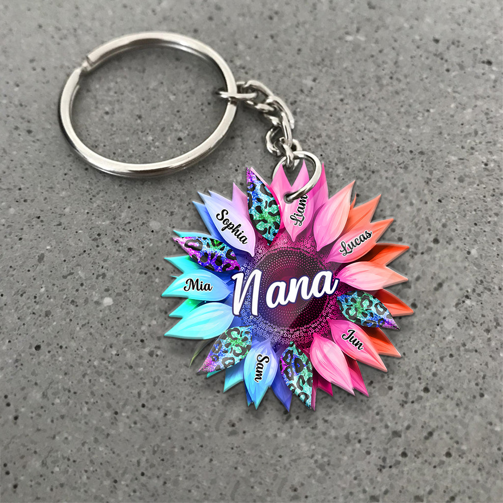 Grand-mère Maman Tournesol - Porte-clés personnalisé Grand-mère