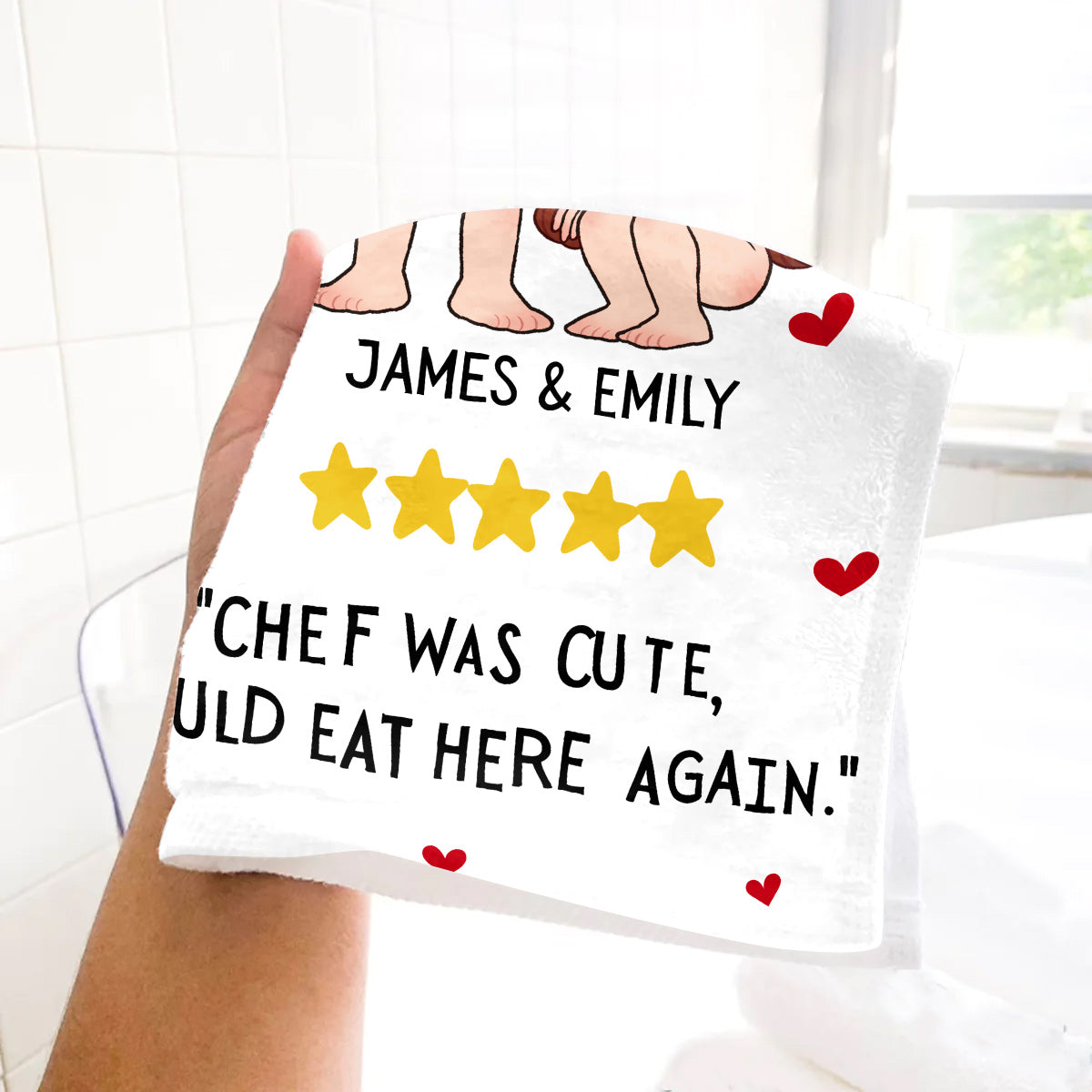 Le chef était adorable, je reviendrais manger ici avec plaisir - Serviette personnalisée pour couple