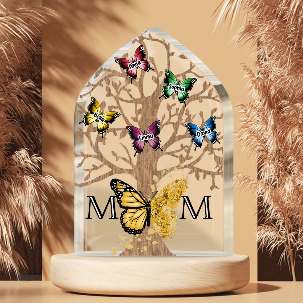 Papillons Maman - Plaque acrylique personnalisée en forme de papillon pour maman