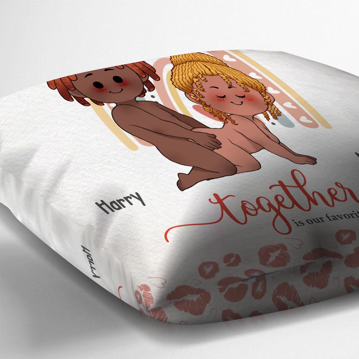 « Ensemble, c’est notre endroit préféré » - Coussin décoratif personnalisé pour couple