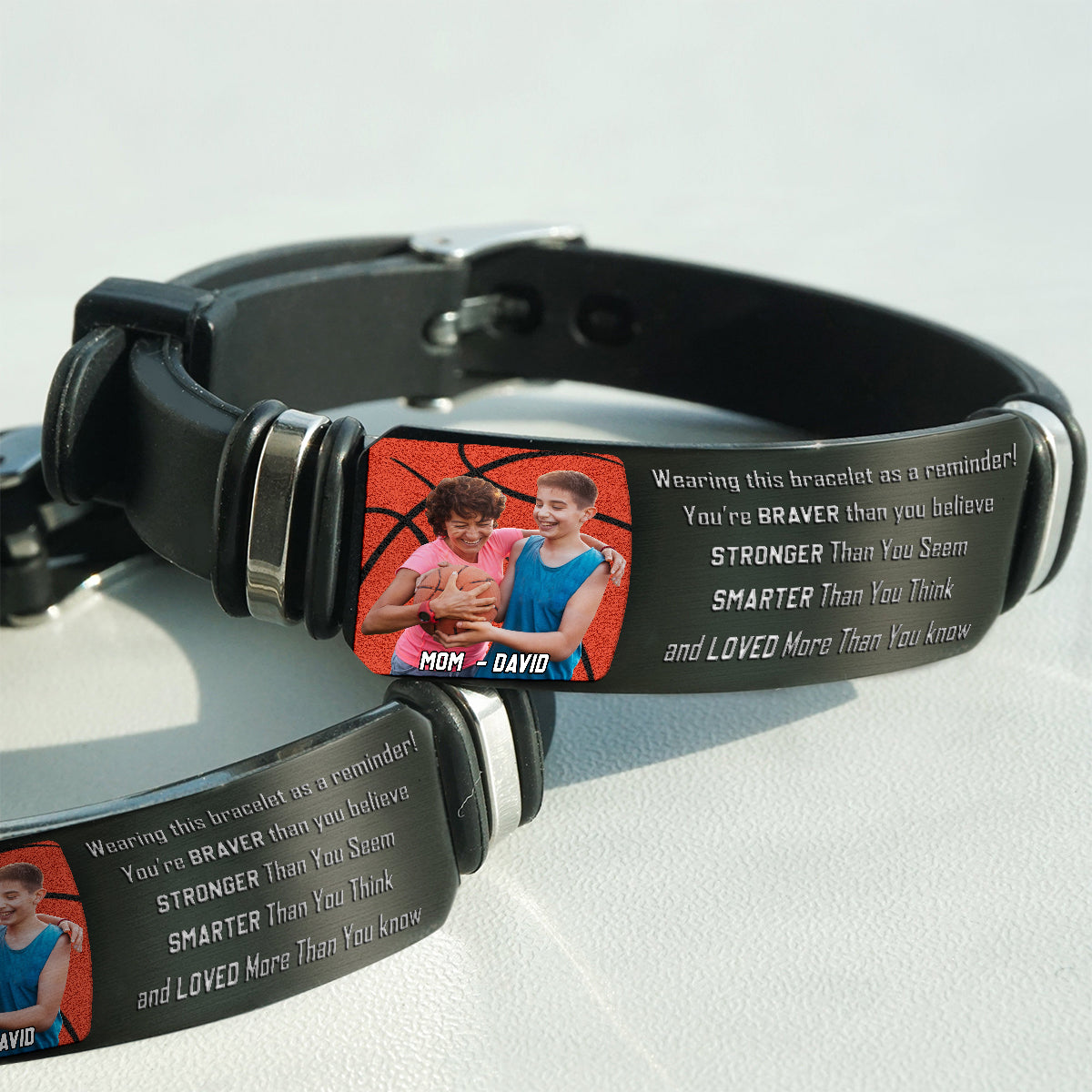 Tu es plus courageux que tu ne le crois - Bracelet de basket-ball personnalisé gravé