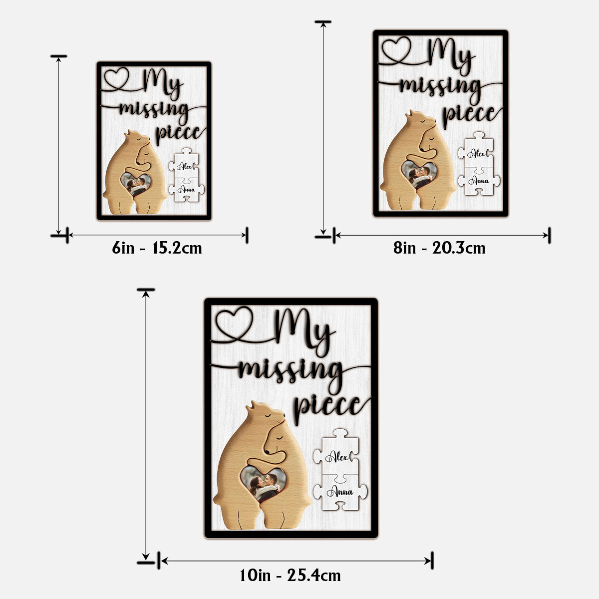 Ma pièce manquante - Panneau/Plaque en bois personnalisé(e) pour couple, 2 couches