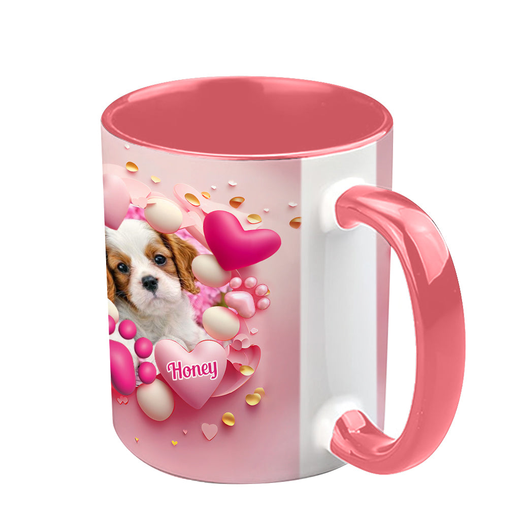 Mug personnalisé « Maman Chien Chat Fourrure » ​​avec cœur rose 3D