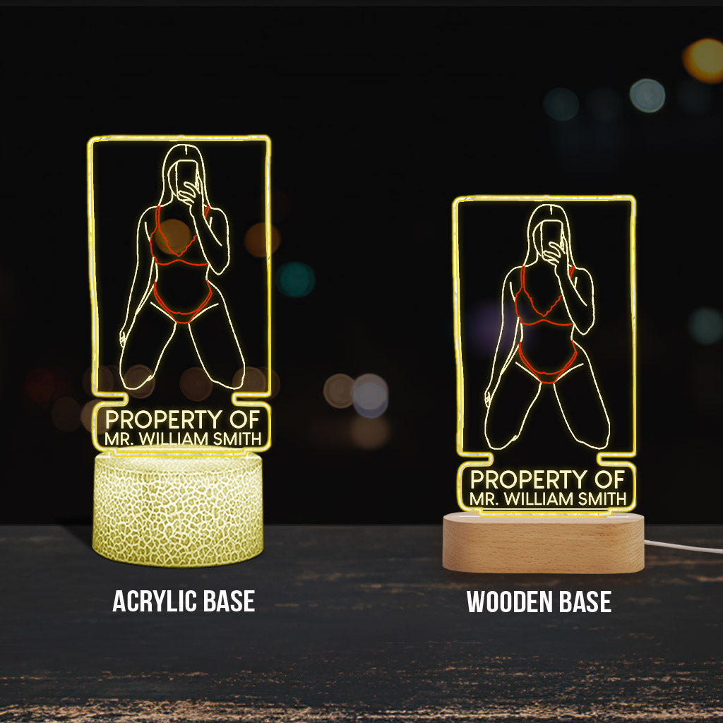 Property Of My Boyfriend/ Girlfriend - Personalized Couple Shaped Plaque Light Base