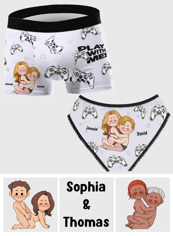Play With Me - Personalized Video Game Lace Border Women Briefs And Men’s Boxer Briefs