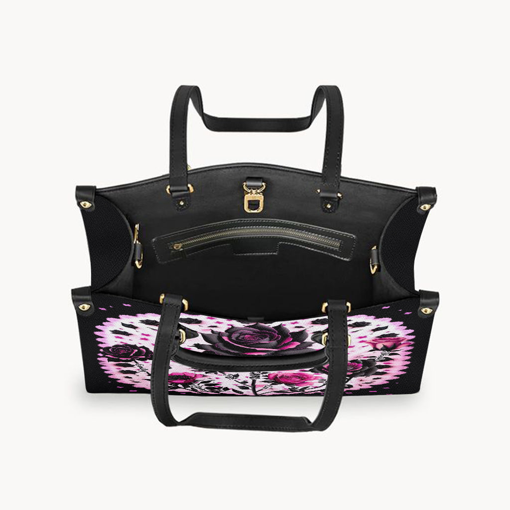 Sac à main en cuir personnalisé « Mère, Grand-mère et Enfants » avec roses noires et roses