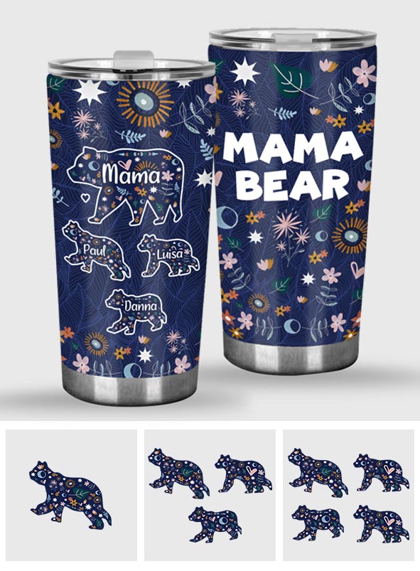 Gobelet personnalisé « Maman Ours Floral » - Motif Maman Ours
