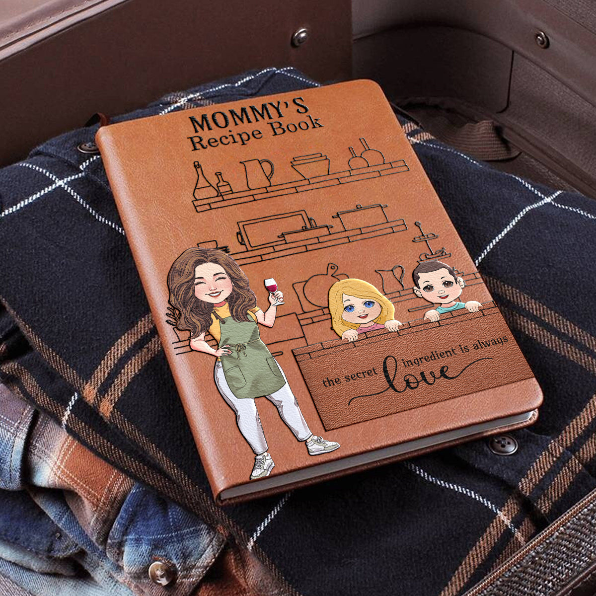 Carnet de recettes de maman/grand-mère/Alice... - Journal en cuir personnalisé pour maman