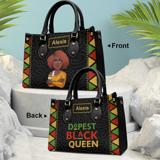 Dope Black Queen - Sac à main personnalisé en cuir afro-américain