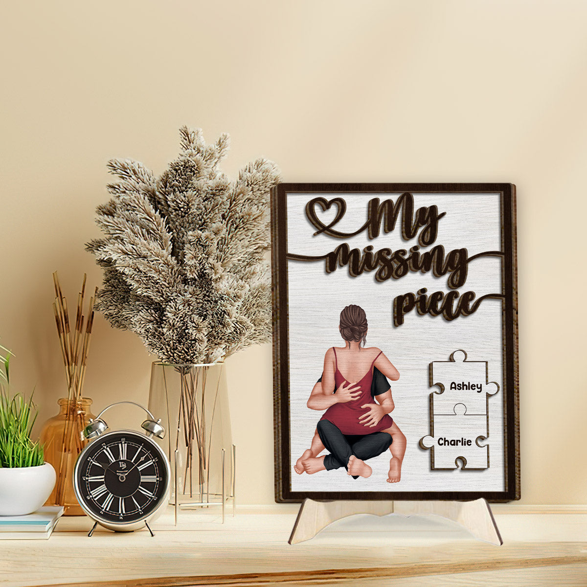 Ma pièce manquante - Panneau/Plaque en bois personnalisé(e) pour couple, 2 couches