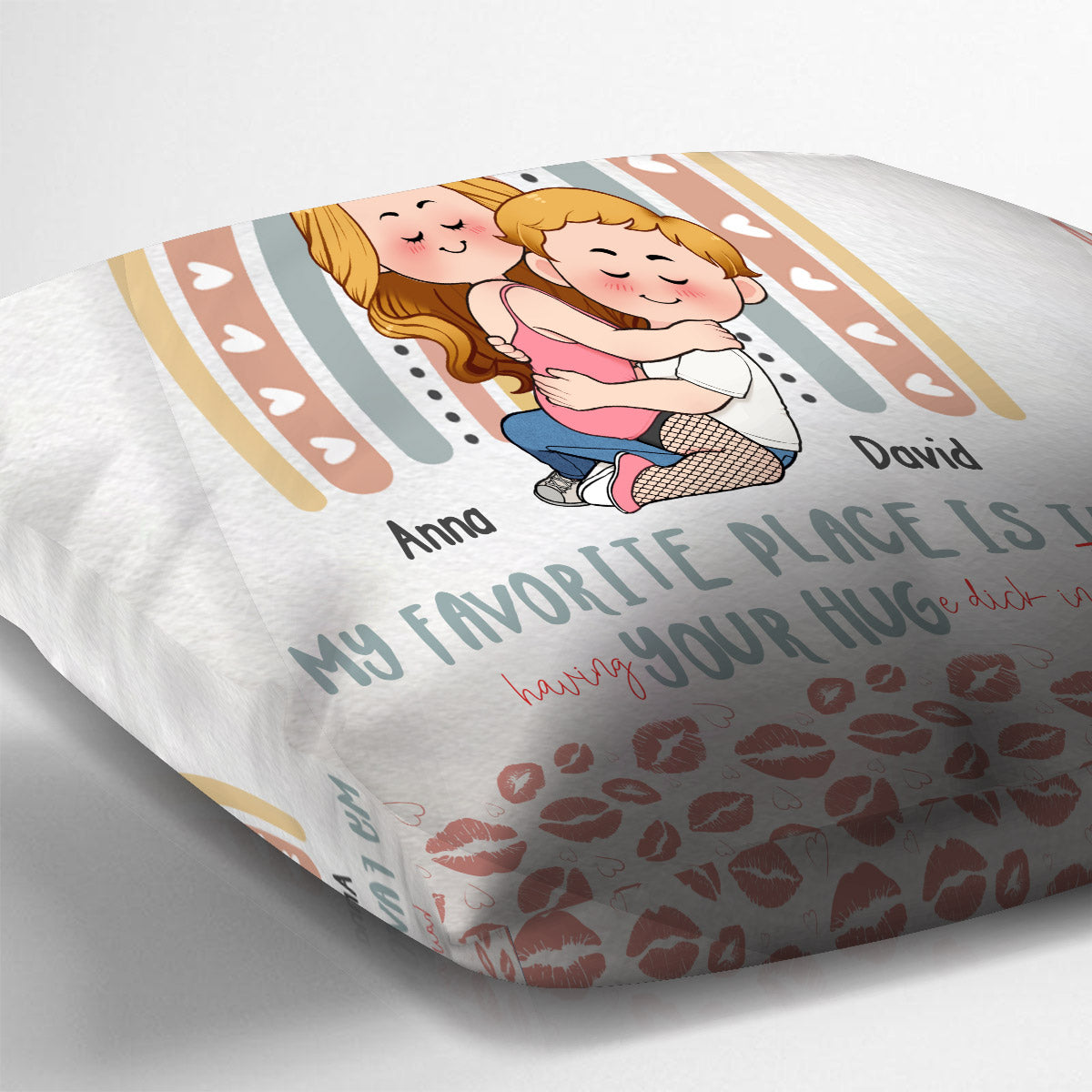 Mon endroit préféré, c'est ton énorme D en moi - Coussin décoratif personnalisé pour couple