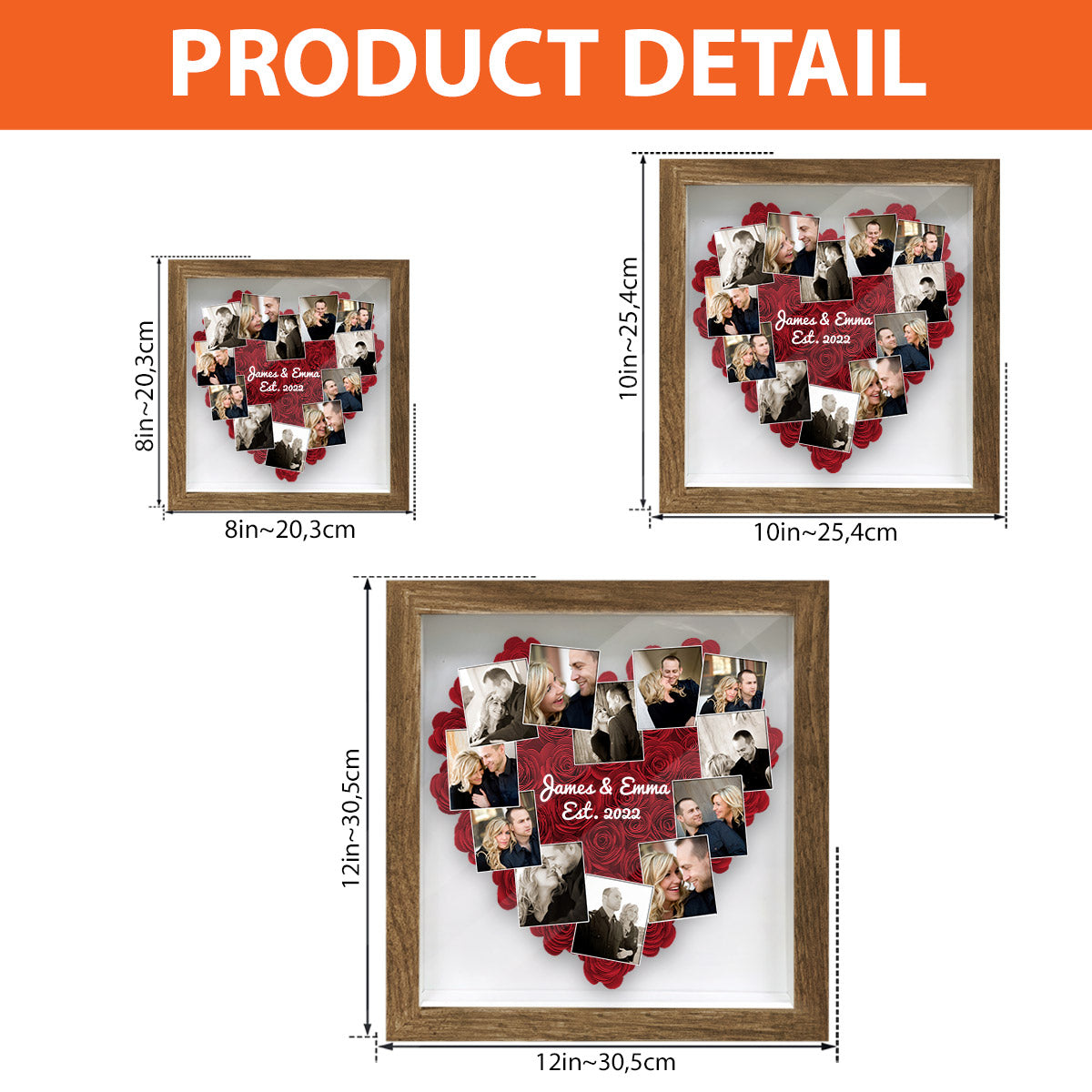 Photo Polaroid en forme de cœur - Cadeau romantique - Boîte à fleurs personnalisée pour couple
