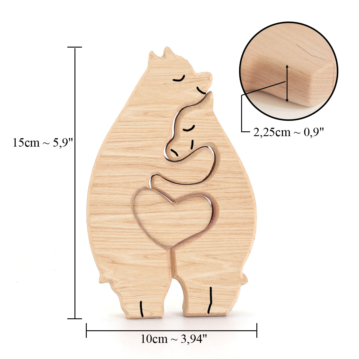 Couple d'ours - Puzzle en bois personnalisé pour couple