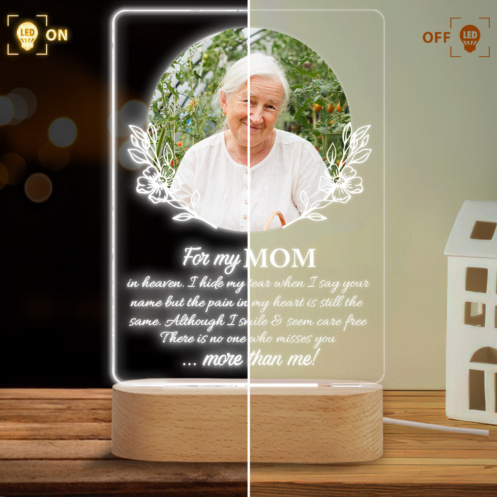 Pour ma mère, quel que soit mon titre au paradis, je cache mes larmes quand je prononce ton nom - Plaque lumineuse personnalisée en forme de mère