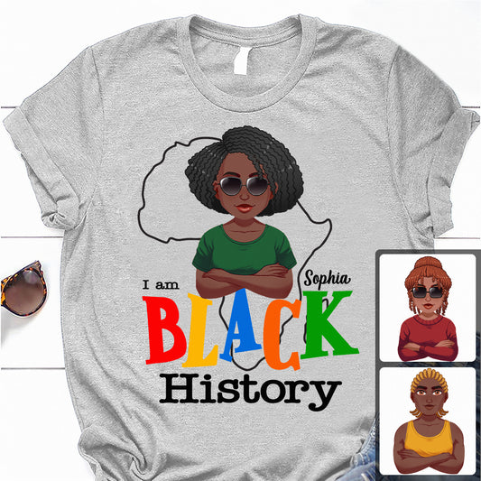 Je suis l'histoire des Noirs - T-shirt et sweat à capuche personnalisés pour Afro-Américains