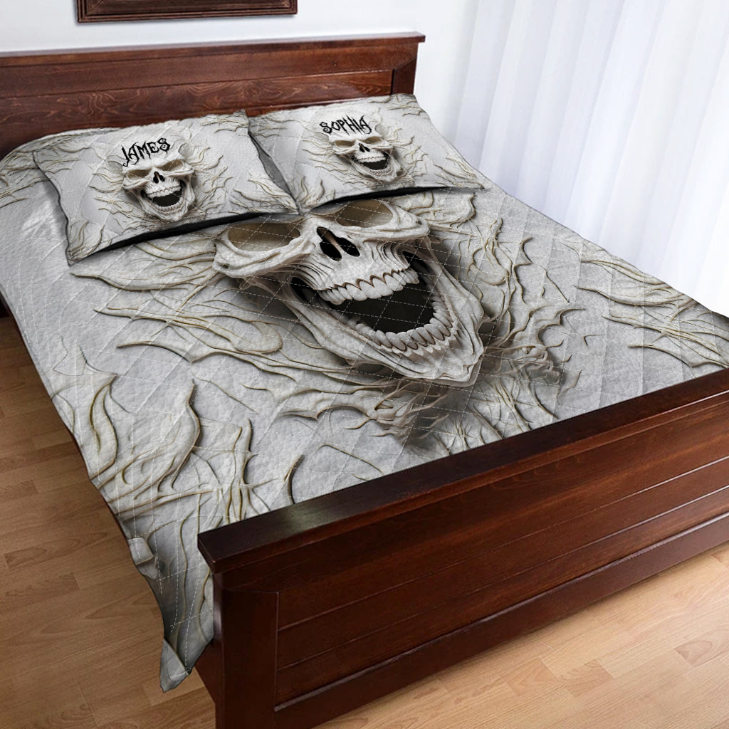 Beautiful White Skeleton - Personalized Skull Quilt Set