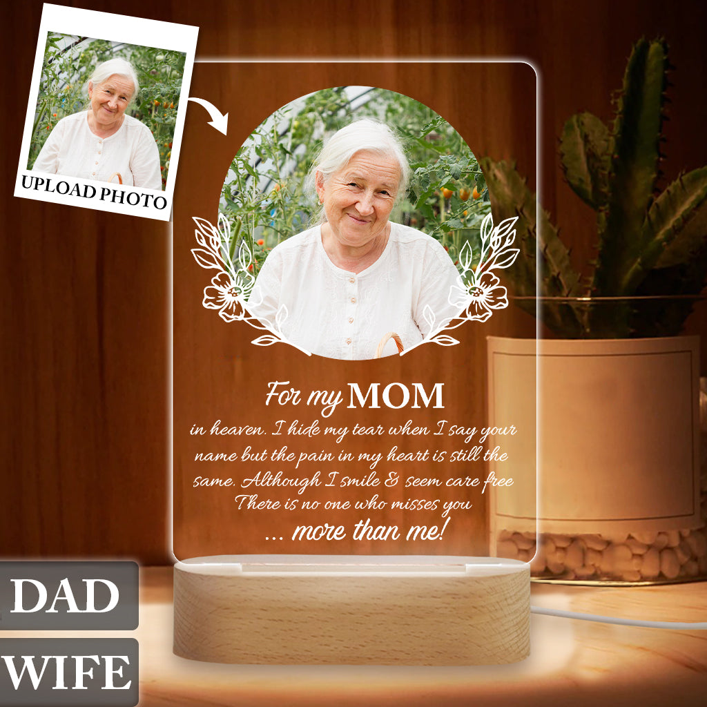 Pour ma mère, quel que soit mon titre au paradis, je cache mes larmes quand je prononce ton nom - Plaque lumineuse personnalisée en forme de mère