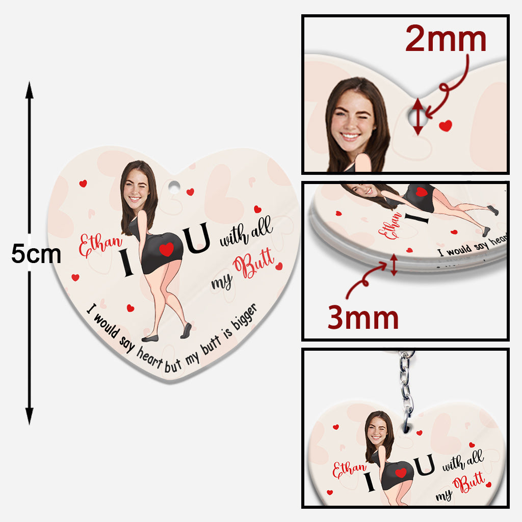 Je t'aime de tout mon cœur - Porte-clés personnalisé pour couple avec photo et nom - Je t'aime de tout mon être