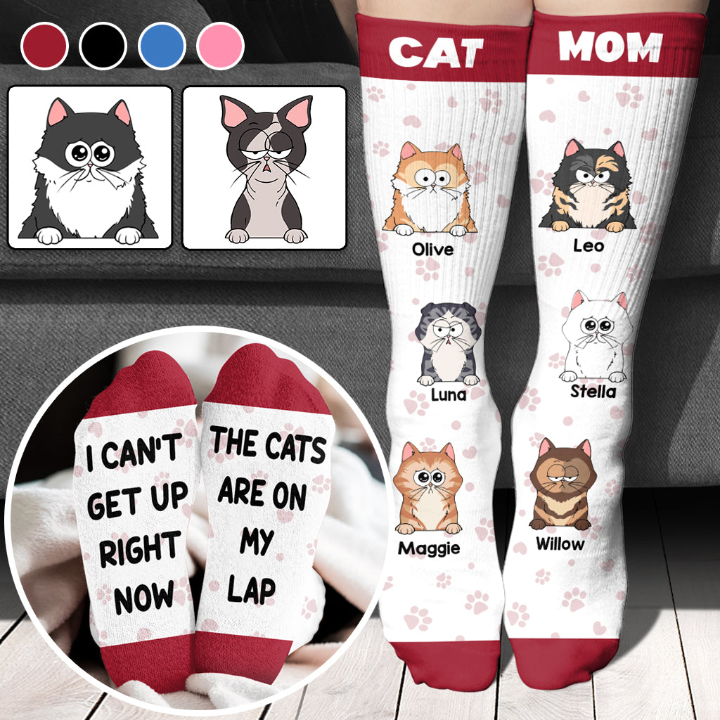 The Cats Are On My Lap - Personalized Cat Socks