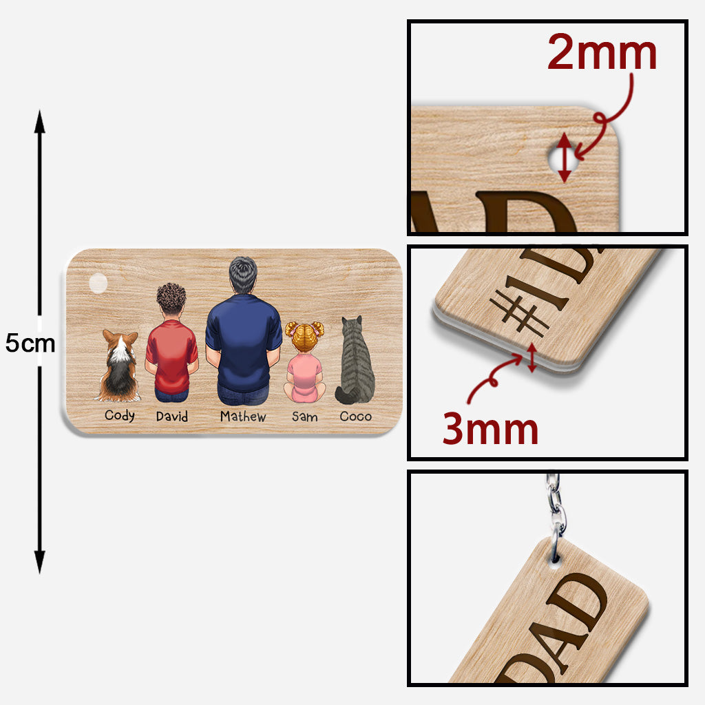 Meilleur papa du monde - Porte-clés personnalisé pour homme, enfants, chien et chat