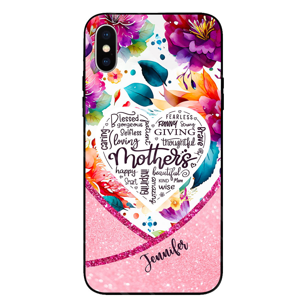 Coque de téléphone transparente personnalisée « Maman est belle » à motif floral vibrant