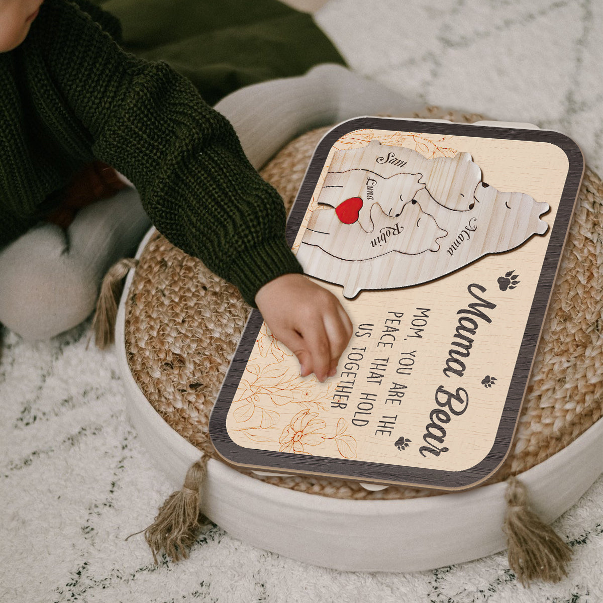 Maman, tu es le pilier de notre famille - Puzzle personnalisé avec le nom de maman