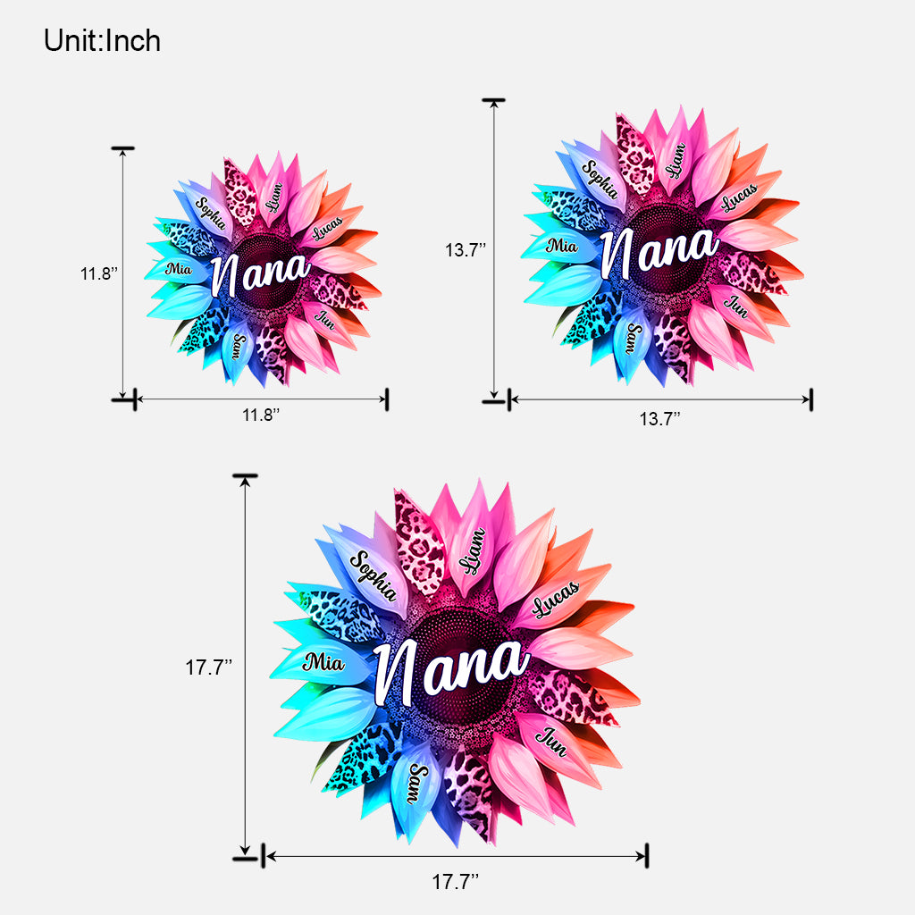 Grand-mère Maman Tournesol - Panneau en bois personnalisé en forme de grand-mère