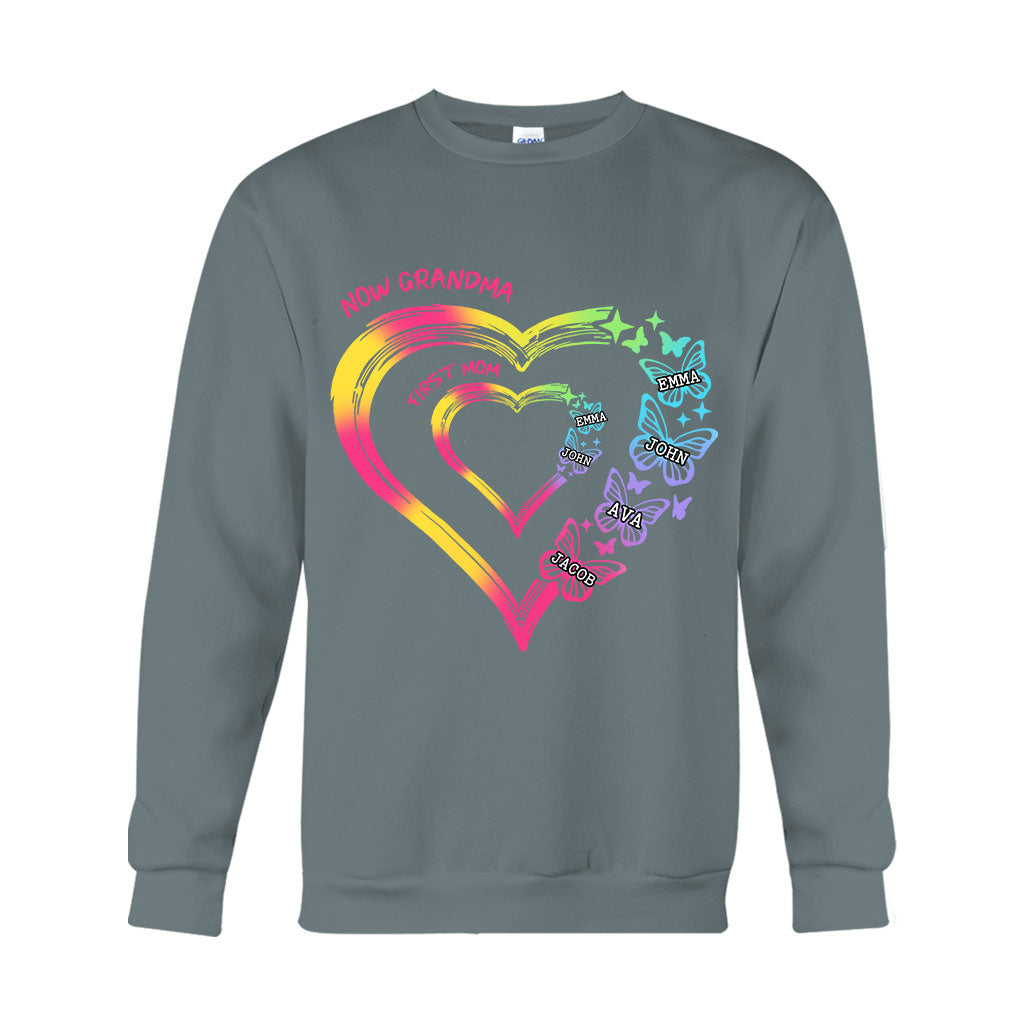 Any Title Of Mother And Grandma Double Heart Colorful - Personalized Grandma T-shirt And Hoodie