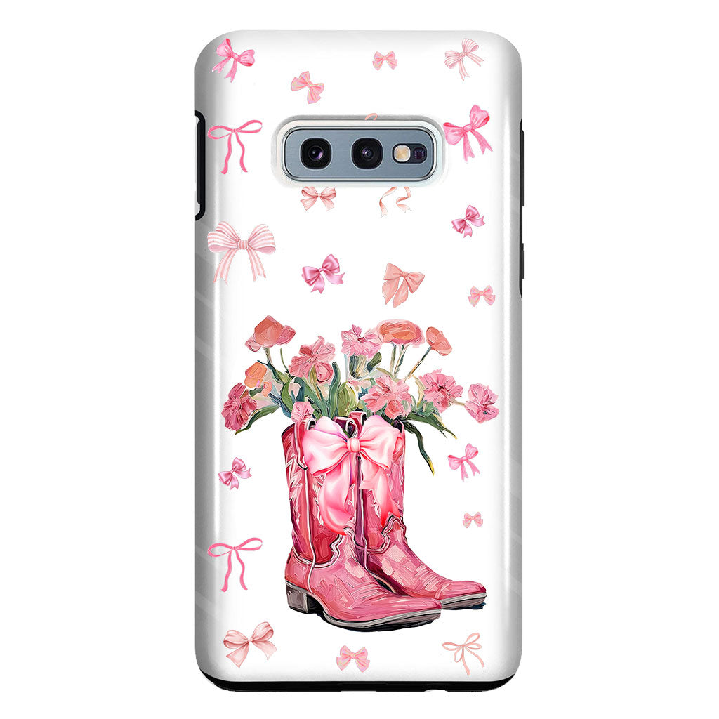 Bottes de cowgirl Coquette - Coque de téléphone transparente personnalisée avec motif cheval