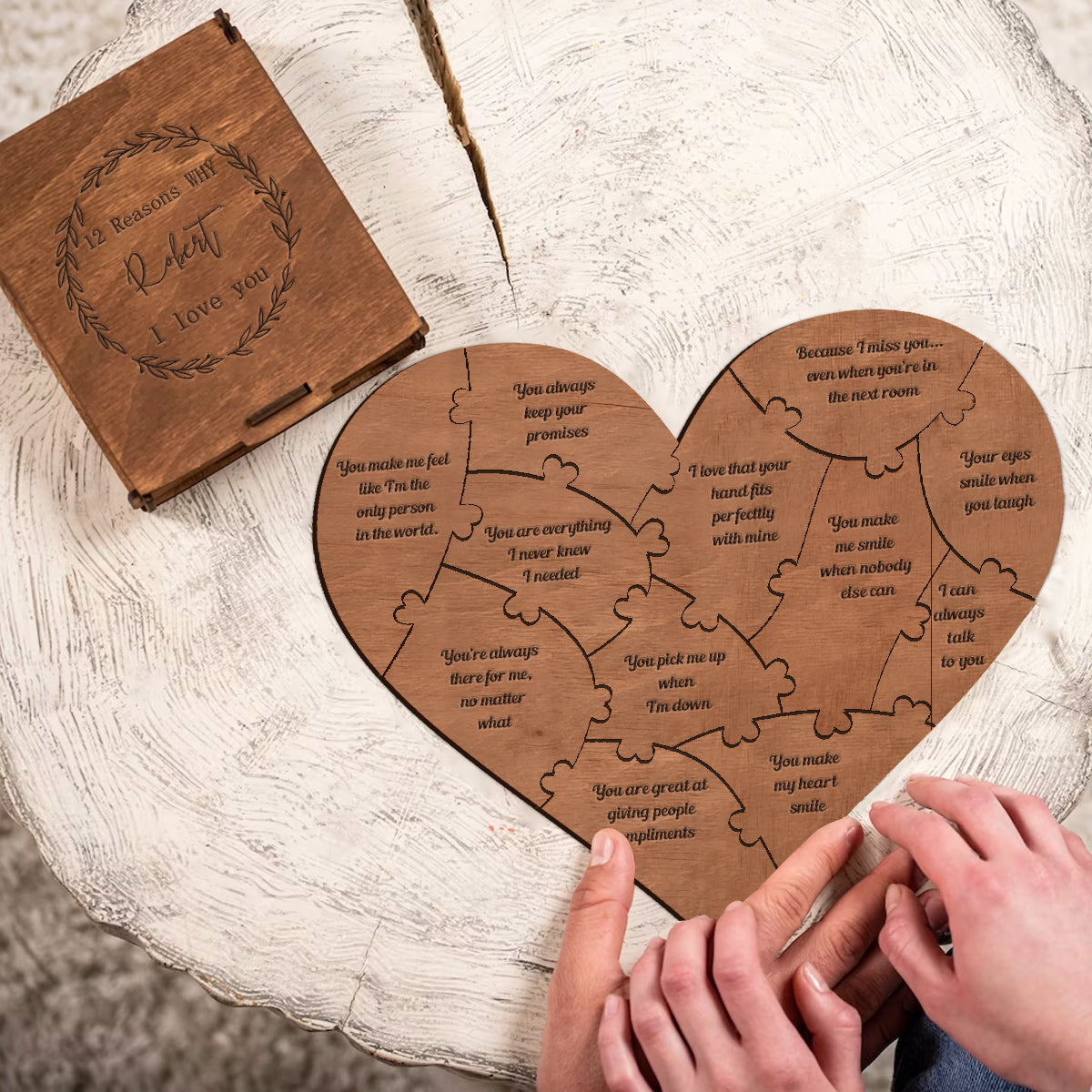 Raisons pour lesquelles je t'aime - Puzzle en forme de cœur personnalisé pour les couples