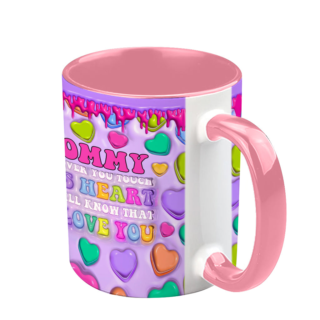 Touche ce cœur, je t'aime mamie, mamie, mamie, maman - Mug personnalisé pour maman