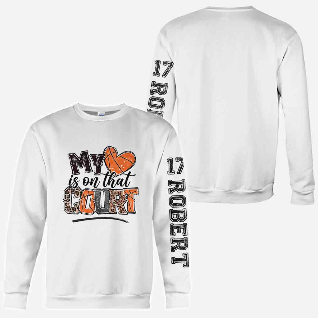 My Heart Is On That Court Basketball Mom - Personalized Basketball All Over Shirt